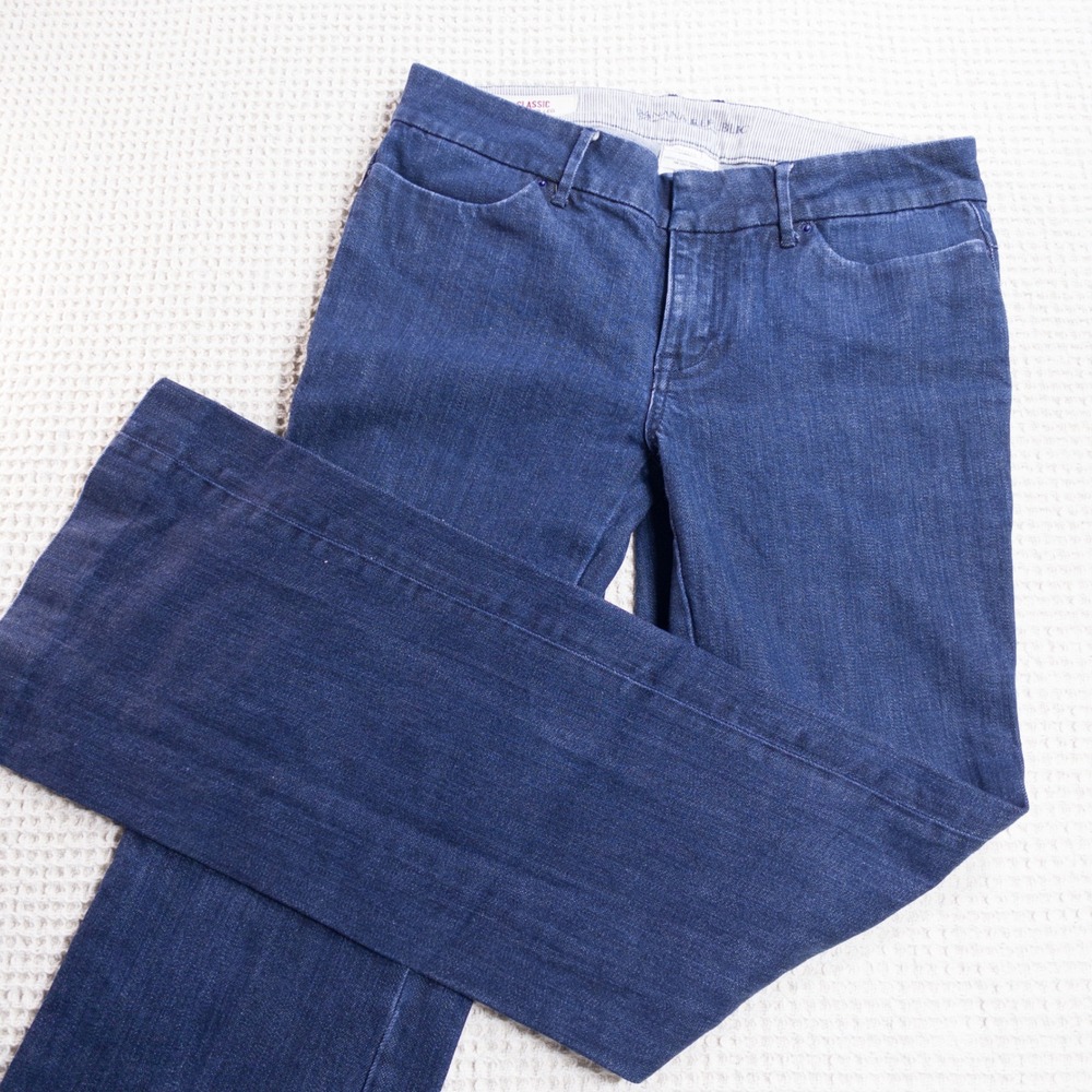 Banana Republic Classic Trouser Leg Jeans Dark Wash Blue Stretch Denim Size 6
